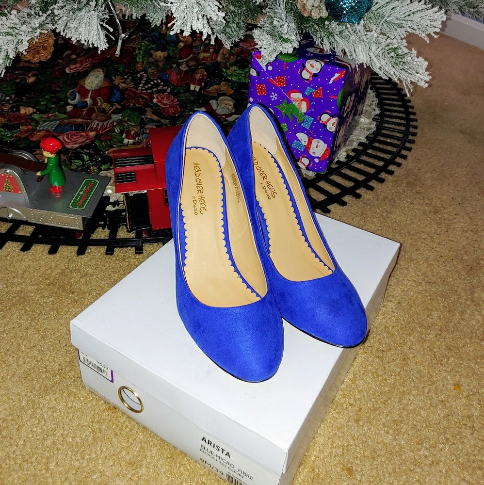 NWT Head Over Heels Blue Arista Block Heels sz 8
